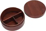 Japanese Lunch Box Wooden Box for Kids and Adults, Sushi Tray Food Fruit Container with Divider, Candy Snack Meal Prep Serving Box with Lid for Home School Office Camping