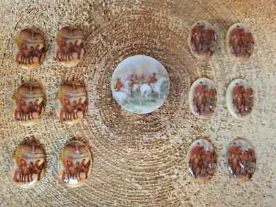 Fox Hunting Hunt Scene Equestrian Horse Hounds Cameos Jewelry Making