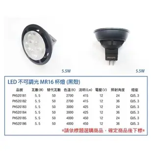 4入 【PHILIPS飛利浦】 LED 5.5W 4000K 36D 12V MR16 杯燈 替代鹵素50W杯燈 PH520186