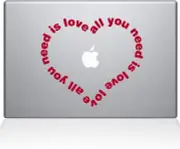The Decal Guru All You Need is Love Heart MacBook Decal Vinyl Sticker, 11"