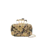 [Alexander Mcqueen] Alexander Mcqueen Skull-ring Embellished Clutch Bag ONE SIZE BLACK/GOLD
