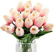 20 Pcs Pink Fake Flowers Tulips Artificial Flowers Silk Flowers 34cm for Home, Kitchen, Wedding Decorations