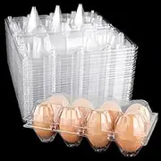 ZOFORTY Plastic Egg Cartons Bulk - 50 Pack Clear Egg Cartons Empty Chicken Egg Tray Reusable Egg Carton Holder for Family Pasture Chicken Farm Market Display (8 Grids)