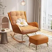 FYNBSSA Modern Upholstered Glider Chair - Nursery Rocking Armchair for Living Room and Bedroom with High Backrest and Armrests