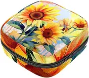 Period Bag,Sanitary Napkin Storage Bag,Wildflower Watercolor Sunflower,Tampon Holder for Purse