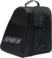 [chiwanji] Portable Skating Shoes Bag, Ice Skating Bag, Adjustable Shoulder Strap Large Capacity Kids Inline Skates Bag Case, Roller Skates Bag, Black
