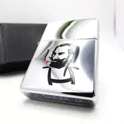 Zig-Zag Engraved Man with Cigarette Zippo Oil Lighter 2002 MIB Rare