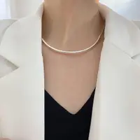 在飛比找ETMall東森購物網優惠-2023新款純銀簡約素圈項鏈女復古時尚空管弧形半圓鎖骨鏈毛衣
