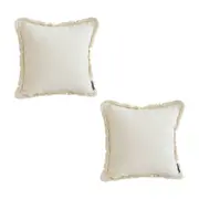 SOGA 2X 45cm White Chenille Throw Pillows – Textured with Tassels