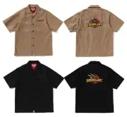A BATHNIG APE Men's DRAGON EMBROIDERY OPEN COLLAR SHIRT 1K70132002 z