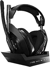ASTRO Gaming Logitech G A50 Wireless Headset+Gaming Charging Station, 4th Generation, Dolby, Balancing Gaming Sound and Voice, 2.4 GHz Wireless Connection, Compatible with PS5, PS4, PC, Mac - Black