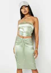 Link Up Satin Midi Skirt Set
