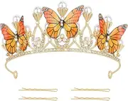 Monarch Butterfly Princess Crown for Women and Girls Pearl Headband Crystal Tiara