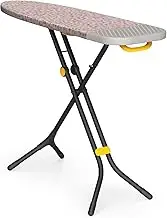 Joseph Joseph Glide Ironing Board 130 x 38cm with Compact Adjustable Legs and Integrated Heat Resistant Steam Iron Rest, Printed Cotton Cover, Peach Blossom