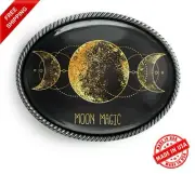 Magic Moon Belt Buckle - Wicca Pagan Witchcraft Handmade Silver Buckle - 748