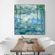 Monet - Classic Water Lilies Pink Canvas Print Framed Wall Art Home Decor