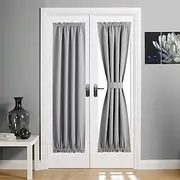 Blackout Window Curtains, Farmhouse Thermal Insulated Noise Reducing Privacy Faux Linen Patio/French/Glass Door Curtain Panel, 1 Panel