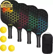 Pickleball Paddles Set 4 Paddles 4 Balls Bag Fiberglass Rackets