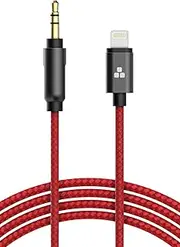 (Apple MFI Certified) iPhone Aux Lightning Cord to Male 3.5mm Auxiliary Cable (iPhone Audio Link to Car Jack, Headphones & Speakers) (Red)