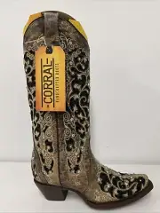 CORRAL Womens Brown Inlay & Flowered Embroidery & Studs & Crystals (A3569-Ld)
