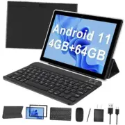 10.1 Inch Android 11 Tablet, Newest 2 in 1 Tablets, 4GB RAM+64GB ROM Black Set