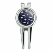Space Pattern with Stars Planets Ships Golf Divot Tool Ball Marker