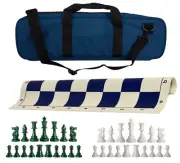 Navy Deluxe Single Weight Chess Set - Board, Bag w/ Army & White Pieces