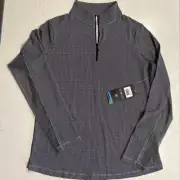 IBKUL Black & White Mini Check 1/4 Zip Long Sleeve Sun Golf Top Sz Medium Mock