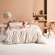 Linen House Aida Coral Doona Quilt Cover Set Double Queen King Super King Sizes