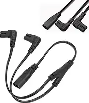 1 in 2 Out IEC320 C8 to C7 Splitter Cable, 2.5A , 1500W, PVC Cover, Reinforced Design, Suitable for LCD Monitors, Desk Lamps, Speakers, Printers, Digital Cameras, and More