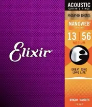 Elixir Nanoweb Medium PHOSPHOR BRONZE Acoustic Guitar Strings (.13 - .56)