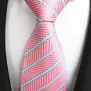 Men's tie Pink Light Blue Striped Wedding tie