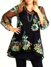 TS TAKING SHAPE plus size XL / 24 Envy Applique Mesh Tunic sexy sparkle NWT!
