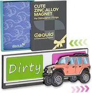 Eeauld Car Dishwasher Magnet, Clean Dirty Sign Indicator, Cute Kawaii Slide Design Multicolored Zinc Alloy, Medium Size, 1 Piece