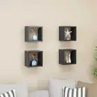 Grey Wall Cube Shelves Set of 4 Modern Decorative Storage 22x15x22 cm