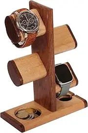 [AB Handicrafts] ABHANDICRAFTS 5 in One Multiple Watch Holder Stand Charging Station, Watch Display Tower Jewelry Organizer for Rings, Coins Gifts for Men Women