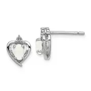 Sterling Silver Rhodium-Plated Created Opal & Diam. Earrings