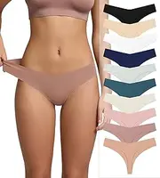 [ULTREAGLE] Seamless Thongs for Women V-Shaped No Show Panties Soft Comfortable Breathable Workout Underwear Multiple Pack