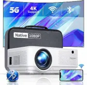 5G WiFi Projector, Giaomar Bluetooth Projector 12000L, Native 1080P Full HD