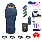 XXL 0°F Mummy Sleeping Bag for Adults | Warm 3-4 Season & Side Sleeper Friendly