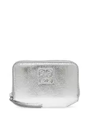 Givenchy Logo Plaque Metallic Zip-Around Wallet One size silver