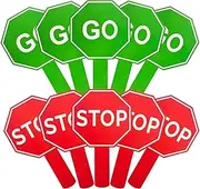 Stop Sign for Kids | 10Pcs Waterproof Crossing Guard Road Signs | Double-Sided Paddle, Traffic Light Warning Signs for School Safety Street Traffic Control Room Decor