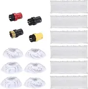 Steam Cleaner Round Brush Microfiber Cloth Pad for Hand & Floor Nozzle Kit Replacement for Karcher SC EasyFix Steam Cleaner & Steam Mop Accessory Parts 16 Pcs