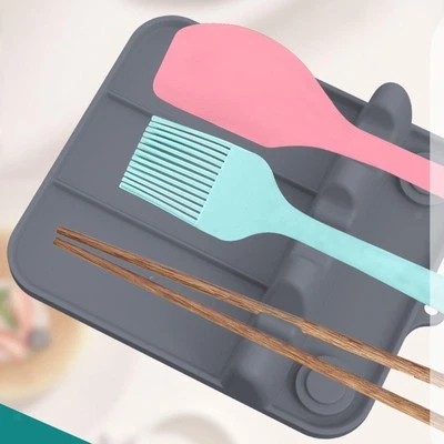 Silicone Spoon Rest with Suction Multiple Spoon Rest Silicone Spade Mat