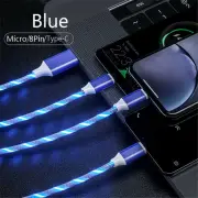 3 in 1 Led Light Up Charger Charging Cable For iOS Phone Android USB Type C Cord