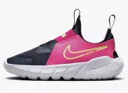 Size 5.5 (Big kid) - Nike Flex Runner Shoe, Obsidian/Fireberry/Lime Sneaker