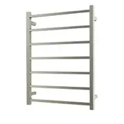 Radiant STR01 Square Bar Heated Towel Rail - 600 x 800mm - Brushed Nickel - Stainless Steel- Bottom Left/Top Right Wiring
