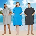 Wetsuit Changing Towel Quick Dry Hooded Beach Bath Robe Adult Surf Poncho GoV♧