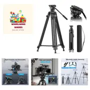 Video Tripod with 360 Degree Fluid Head, 73" Heavy Duty Tripod with Quick Rel...