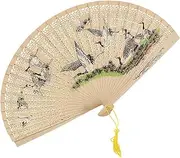 [Generic] Handheld Fan Vintage,Oriental Folding Japanese Fan with Tassel - Smooth Action for Hot Days Cooling Traditional Cultural Lovers Dancing Props for Birthday